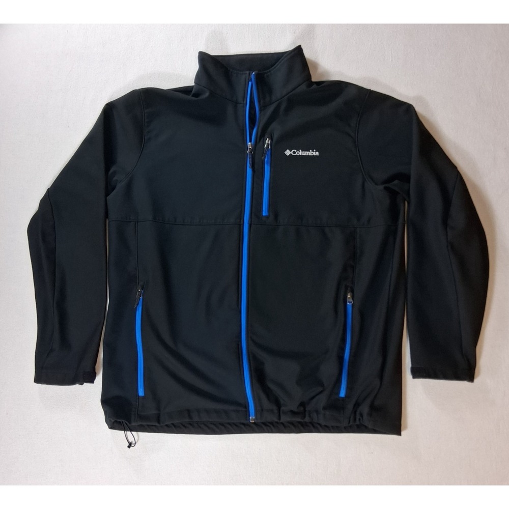 Columbia Softshell Jacket Mens 2XT Tall Black Full Zip Fleece Lined Outdoor